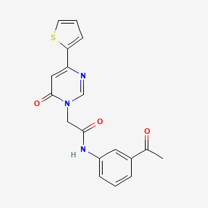 molecular formula C18H15N3O3S B2363434 N-(3-acetylphenyl)-2-(6-oxo-4-(thiophen-2-yl)pyrimidin-1(6H)-yl)acetamide CAS No. 1251691-70-9