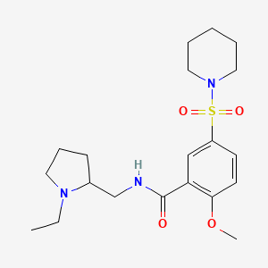 molecular formula C20H31N3O4S B2363439 N-[(1-ethylpyrrolidin-2-yl)methyl][2-methoxy-5-(piperidylsulfonyl)phenyl]carbo xamide CAS No. 941494-36-6