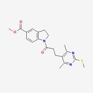 molecular formula C20H23N3O3S B2363460 methyl 1-{3-[4,6-dimethyl-2-(methylsulfanyl)pyrimidin-5-yl]propanoyl}-2,3-dihydro-1H-indole-5-carboxylate CAS No. 1111611-87-0