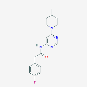 molecular formula C18H21FN4O B2363471 2-(4-fluorophenyl)-N-[6-(4-methylpiperidin-1-yl)pyrimidin-4-yl]acetamide CAS No. 1396866-23-1