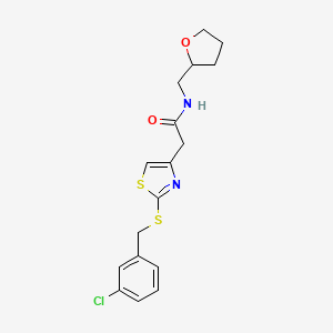 2-(2-((3-chlorobenzyl)thio)thiazol-4-yl)-N-((tetrahydrofuran-2-yl)methyl)acetamide