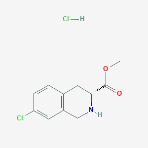 molecular formula C11H13Cl2NO2 B2363503 Methyl (3R)-7-chloro-1,2,3,4-tetrahydroisoquinoline-3-carboxylate;hydrochloride CAS No. 2567489-41-0