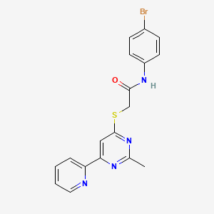 molecular formula C18H15BrN4OS B2363509 N-(4-bromophenyl)-2-((2-methyl-6-(pyridin-2-yl)pyrimidin-4-yl)thio)acetamide CAS No. 1251626-25-1