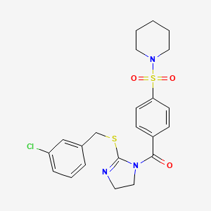 [2-[(3-Chlorophenyl)methylsulfanyl]-4,5-dihydroimidazol-1-yl]-(4-piperidin-1-ylsulfonylphenyl)methanone