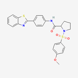 molecular formula C25H23N3O4S2 B2363514 N-(4-(benzo[d]thiazol-2-yl)phenyl)-1-((4-methoxyphenyl)sulfonyl)pyrrolidine-2-carboxamide CAS No. 1049959-38-7