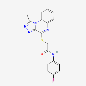 molecular formula C18H14FN5OS B2363518 2-(1-methyl-[1,2,4]triazolo[4,3-a]quinoxalin-4-ylthio)-N-(4-fluorophenyl)acetamide CAS No. 1358802-48-8
