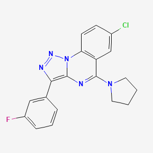 molecular formula C19H15ClFN5 B2363520 7-Chloro-3-(3-fluorophenyl)-5-pyrrolidin-1-yltriazolo[1,5-a]quinazoline CAS No. 931312-01-5