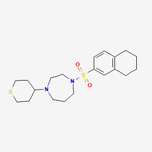 molecular formula C20H30N2O2S2 B2363526 1-(tetrahydro-2H-thiopyran-4-yl)-4-((5,6,7,8-tetrahydronaphthalen-2-yl)sulfonyl)-1,4-diazepane CAS No. 2034609-95-3
