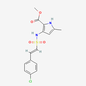 molecular formula C15H15ClN2O4S B2363527 methyl 3-[[(E)-2-(4-chlorophenyl)ethenyl]sulfonylamino]-5-methyl-1H-pyrrole-2-carboxylate CAS No. 1390755-06-2