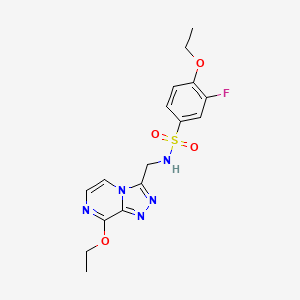 molecular formula C16H18FN5O4S B2363550 4-ethoxy-N-((8-ethoxy-[1,2,4]triazolo[4,3-a]pyrazin-3-yl)methyl)-3-fluorobenzenesulfonamide CAS No. 2034599-81-8
