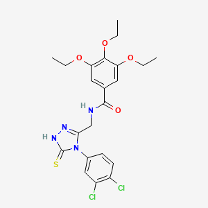 molecular formula C22H24Cl2N4O4S B2363552 N-{[4-(3,4-dichlorophenyl)-5-sulfanylidene-4,5-dihydro-1H-1,2,4-triazol-3-yl]methyl}-3,4,5-triethoxybenzamide CAS No. 391887-72-2
