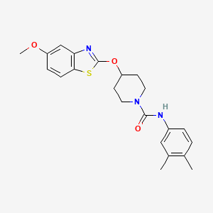 molecular formula C22H25N3O3S B2363567 N-(3,4-dimethylphenyl)-4-[(5-methoxy-1,3-benzothiazol-2-yl)oxy]piperidine-1-carboxamide CAS No. 1327569-54-9