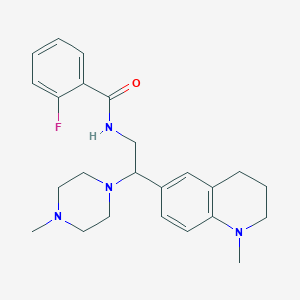 molecular formula C24H31FN4O B2363572 2-氟-N-(2-(1-甲基-1,2,3,4-四氢喹啉-6-基)-2-(4-甲基哌嗪-1-基)乙基)苯甲酰胺 CAS No. 921922-66-9