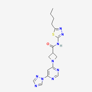 molecular formula C16H19N9OS B2363583 1-(6-(1H-1,2,4-triazol-1-yl)pyrimidin-4-yl)-N-(5-butyl-1,3,4-thiadiazol-2-yl)azetidine-3-carboxamide CAS No. 2034360-15-9