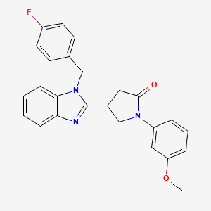 molecular formula C25H22FN3O2 B2363589 4-{1-[(4-fluorophenyl)methyl]-1H-1,3-benzodiazol-2-yl}-1-(3-methoxyphenyl)pyrrolidin-2-one CAS No. 848726-91-0