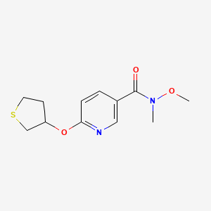 molecular formula C12H16N2O3S B2363592 N-methoxy-N-methyl-6-((tetrahydrothiophen-3-yl)oxy)nicotinamide CAS No. 2034495-83-3