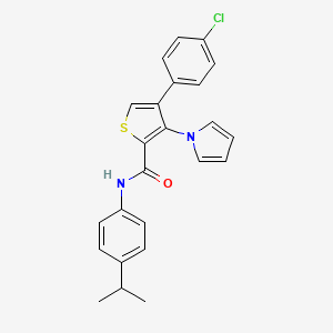 molecular formula C24H21ClN2OS B2363594 4-(4-chlorophenyl)-N-(4-isopropylphenyl)-3-(1H-pyrrol-1-yl)thiophene-2-carboxamide CAS No. 1358376-79-0