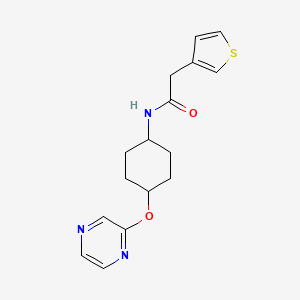 molecular formula C16H19N3O2S B2363599 N-((1r,4r)-4-(pyrazin-2-yloxy)cyclohexyl)-2-(thiophen-3-yl)acetamide CAS No. 2034397-01-6