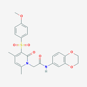 molecular formula C24H24N2O7S B2363640 N-(2,3-dihydro-1,4-benzodioxin-6-yl)-2-[3-(4-methoxybenzenesulfonyl)-4,6-dimethyl-2-oxo-1,2-dihydropyridin-1-yl]acetamide CAS No. 946352-90-5