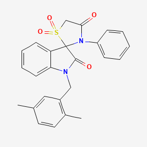 molecular formula C25H22N2O4S B2363652 1-(2,5-Dimethylbenzyl)-3'-phenylspiro[indoline-3,2'-thiazolidine]-2,4'-dione 1',1'-dioxide CAS No. 941934-55-0