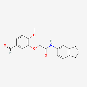 N-(2,3-dihydro-1H-inden-5-yl)-2-(5-formyl-2-methoxyphenoxy)acetamide