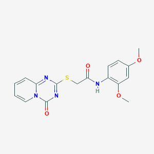 molecular formula C17H16N4O4S B2363661 N-(2,4-dimethoxyphenyl)-2-({4-oxo-4H-pyrido[1,2-a][1,3,5]triazin-2-yl}sulfanyl)acetamide CAS No. 896327-07-4