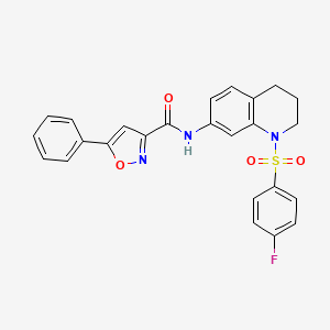 molecular formula C25H20FN3O4S B2363662 N-(1-((4-fluorophenyl)sulfonyl)-1,2,3,4-tetrahydroquinolin-7-yl)-5-phenylisoxazole-3-carboxamide CAS No. 1210666-77-5