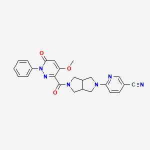 molecular formula C24H22N6O3 B2363663 6-[5-(4-Methoxy-6-oxo-1-phenylpyridazine-3-carbonyl)-1,3,3a,4,6,6a-hexahydropyrrolo[3,4-c]pyrrol-2-yl]pyridine-3-carbonitrile CAS No. 2415488-83-2