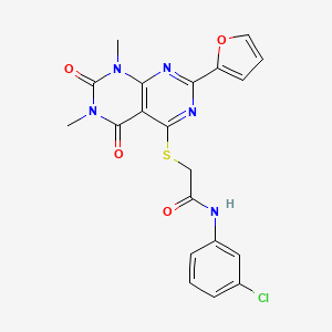 N-(3-chlorophenyl)-2-((2-(furan-2-yl)-6,8-dimethyl-5,7-dioxo-5,6,7,8-tetrahydropyrimido[4,5-d]pyrimidin-4-yl)thio)acetamide