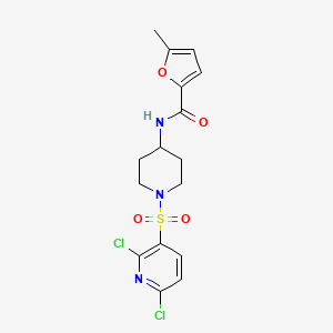 molecular formula C16H17Cl2N3O4S B2363671 N-{1-[(2,6-dichloropyridin-3-yl)sulfonyl]piperidin-4-yl}-5-methylfuran-2-carboxamide CAS No. 1259223-59-0