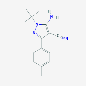 molecular formula C15H18N4 B023637 5-Amino-1-(tert-butyl)-3-(4-methylphenyl)-1H-pyrazole-4-carbonitrile CAS No. 186896-24-2