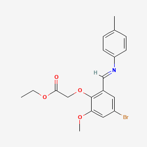 molecular formula C19H20BrNO4 B2363716 Ethyl 2-(4-bromo-2-methoxy-6-{[(4-methylphenyl)imino]methyl}phenoxy)acetate CAS No. 338750-65-5