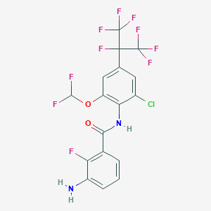 molecular formula C17H9ClF10N2O2 B2363737 3-amino-N-[2-chloro-6-(difluoromethoxy)-4-(heptafluoropropan-2-yl)phenyl]-2-fluorobenzamide CAS No. 1909337-48-9