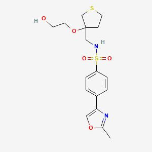 molecular formula C17H22N2O5S2 B2363744 N-((3-(2-hydroxyethoxy)tetrahydrothiophen-3-yl)methyl)-4-(2-methyloxazol-4-yl)benzenesulfonamide CAS No. 2320891-38-9