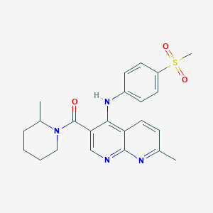 molecular formula C23H26N4O3S B2363753 N-(4-methanesulfonylphenyl)-7-methyl-3-(2-methylpiperidine-1-carbonyl)-1,8-naphthyridin-4-amine CAS No. 1251544-55-4