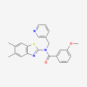 molecular formula C23H21N3O2S B2363775 N-(5,6-dimethylbenzo[d]thiazol-2-yl)-3-methoxy-N-(pyridin-3-ylmethyl)benzamide CAS No. 886945-50-2