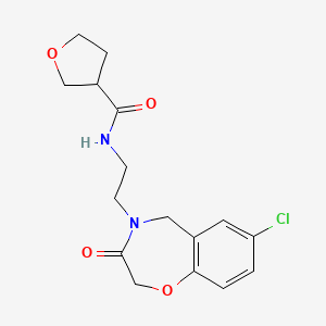 molecular formula C16H19ClN2O4 B2363784 N-(2-(7-chloro-3-oxo-2,3-dihydrobenzo[f][1,4]oxazepin-4(5H)-yl)ethyl)tetrahydrofuran-3-carboxamide CAS No. 1903236-81-6