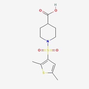 molecular formula C12H17NO4S2 B2363794 1-[(2,5-Dimethylthien-3-yl)sulfonyl]piperidine-4-carboxylic acid CAS No. 923734-79-6