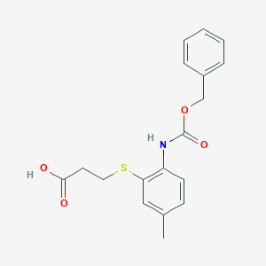 molecular formula C18H19NO4S B2363808 3-[5-Methyl-2-(phenylmethoxycarbonylamino)phenyl]sulfanylpropanoic acid CAS No. 2287273-75-8