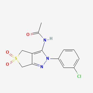 molecular formula C13H12ClN3O3S B2363811 N-(2-(3-chlorophenyl)-5,5-dioxido-4,6-dihydro-2H-thieno[3,4-c]pyrazol-3-yl)acetamide CAS No. 449788-56-1