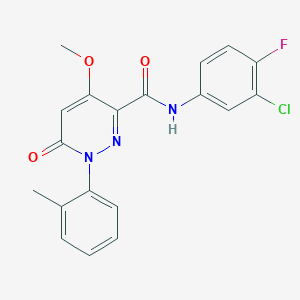 molecular formula C19H15ClFN3O3 B2363856 N-(3-chloro-4-fluorophenyl)-4-methoxy-1-(2-methylphenyl)-6-oxopyridazine-3-carboxamide CAS No. 942004-82-2