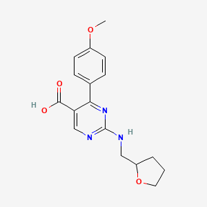 4-(4-Methoxyphenyl)-2-[(tetrahydrofuran-2-ylmethyl)amino]pyrimidine-5-carboxylic acid