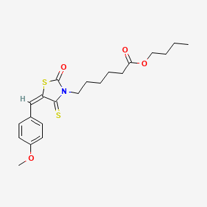 butyl 6-[(5E)-5-[(4-methoxyphenyl)methylidene]-2-oxo-4-sulfanylidene-1,3-thiazolidin-3-yl]hexanoate