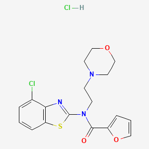 molecular formula C18H19Cl2N3O3S B2363874 N-(4-chlorobenzo[d]thiazol-2-yl)-N-(2-morpholinoethyl)furan-2-carboxamide hydrochloride CAS No. 1216570-38-5