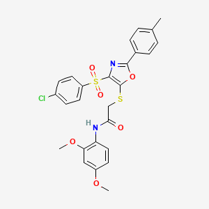 2-((4-((4-chlorophenyl)sulfonyl)-2-(p-tolyl)oxazol-5-yl)thio)-N-(2,4-dimethoxyphenyl)acetamide