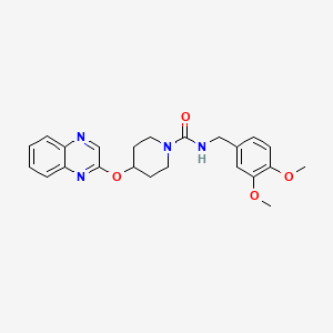 molecular formula C23H26N4O4 B2363882 N-(3,4-dimethoxybenzyl)-4-(quinoxalin-2-yloxy)piperidine-1-carboxamide CAS No. 1706051-70-8