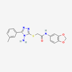 molecular formula C18H17N5O3S B2363913 2-((4-amino-5-(m-tolyl)-4H-1,2,4-triazol-3-yl)thio)-N-(benzo[d][1,3]dioxol-5-yl)acetamide CAS No. 880802-55-1