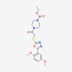Ethyl 4-({[5-(2,5-dimethoxyphenyl)-1,3,4-oxadiazol-2-yl]thio}acetyl)piperazine-1-carboxylate