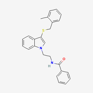 molecular formula C25H24N2OS B2363927 N-[2-(3-{[(2-methylphenyl)methyl]sulfanyl}-1H-indol-1-yl)ethyl]benzamide CAS No. 532969-96-3