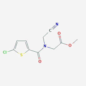 molecular formula C10H9ClN2O3S B2363933 methyl 2-[1-(5-chlorothiophen-2-yl)-N-(cyanomethyl)formamido]acetate CAS No. 1376278-12-4